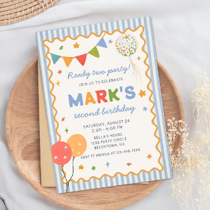 Invitation anniversaire 2 ans colorée amusante
