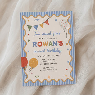 Invitation Anniversaire 2 Ans Colorée Deux fois Pl