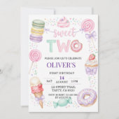 Invitation anniversaire 2 ans "Dessert pastel doux (Devant)