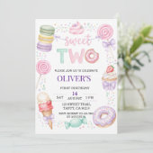Invitation anniversaire 2 ans "Dessert pastel doux (Debout devant)