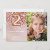 Invitation anniversaire 2 ans fille Rose Gold (Devant)