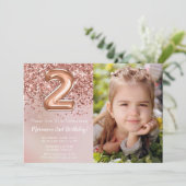 Invitation anniversaire 2 ans fille Rose Gold (Debout devant)