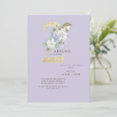 Invitation anniversaire 2 ans licorne violet (Debout devant)