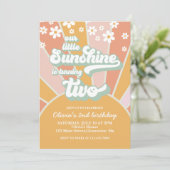 Invitation Anniversaire 2 ans Retro Sunshine daisy boho flora (Debout devant)