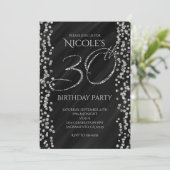 Invitation Anniversaire 30 30 ans Fête Noir et Paillettes Arg (Debout devant)