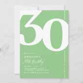 Invitation anniversaire 30 ans au style vert moder (Devant)