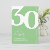 Invitation anniversaire 30 ans au style vert moder (Debout devant)