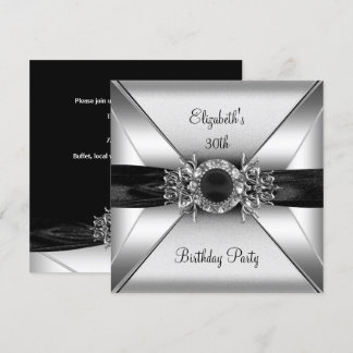 Invitation Anniversaire 30 ans Bijou Diamant Noir Blanc Argen