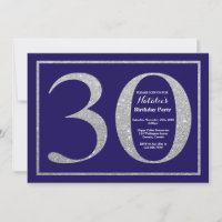 Anniversaire 30 ans Bleu Nuit et Paillettes Argent