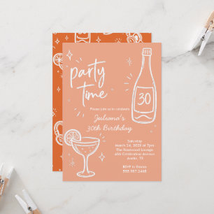Invitation anniversaire 30 ans bouteille et cockta