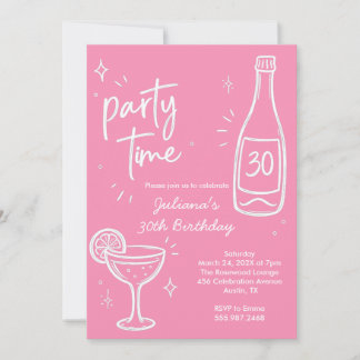 Invitation anniversaire 30 ans bouteille et cockta