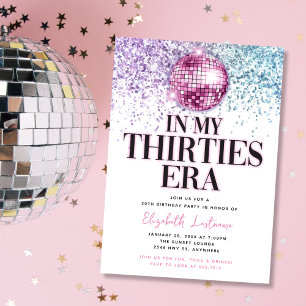 Invitation Anniversaire 30 Ans Glitter Disco Années 30