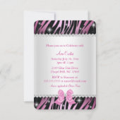 Invitation Anniversaire 30 ans Impression Zèbre Ruban Rose (Dos)