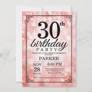 Invitation Anniversaire 30 Ans Paillettes Roses