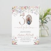 Invitation anniversaire 30 ans photo florale paste (Debout devant)