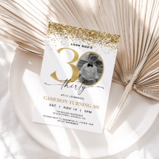 Invitation anniversaire 30 ans photo moderne paill