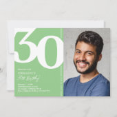 Invitation anniversaire 30 ans photo vert gras (Devant)