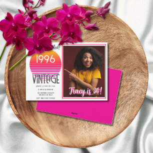 Invitation Anniversaire 30 Ans Rose Rétro Soleil 1
