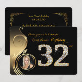 Invitation Anniversaire 32 ans, Numéro Diamant, Ph (Devant / Derrière)