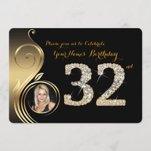 Invitation Anniversaire 32 ans, Numéro Diamant, Ph