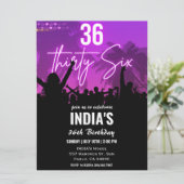 Invitation anniversaire 36 ans néon rose (Debout devant)