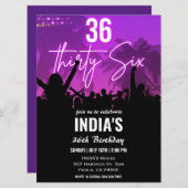 Invitation anniversaire 36 ans néon rose (Devant / Derrière)