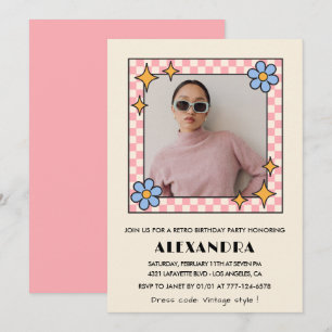 Invitation anniversaire 39 ans photo florale rétro