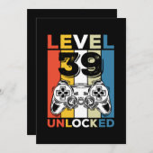 Invitation Anniversaire 39e Niveau Débloqué 39 Jeux Rétro (Devant / Derrière)