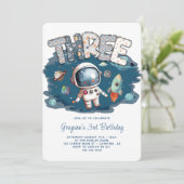 Invitation Anniversaire 3 ans Astronaute Fusée Espace (Debout devant)