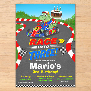 Invitation Anniversaire 3 Ans Course de Dinosaures