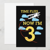 Invitation Anniversaire 3 ans Garçon Avion 3 ans Anniversaire (Devant / Derrière)