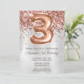 Invitation anniversaire 3 ans Rose Gold Silver (Debout devant)