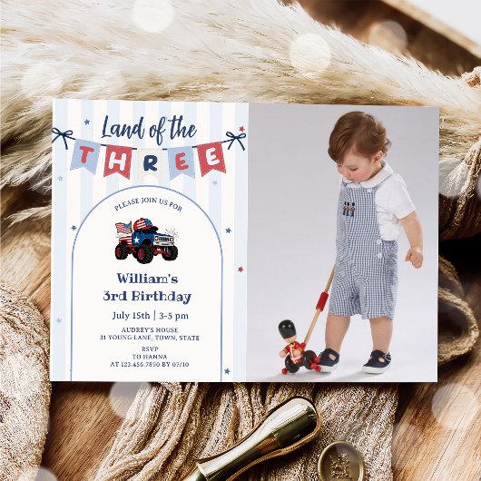 Invitation anniversaire 3 ans Rouge Blanc & Bleu P