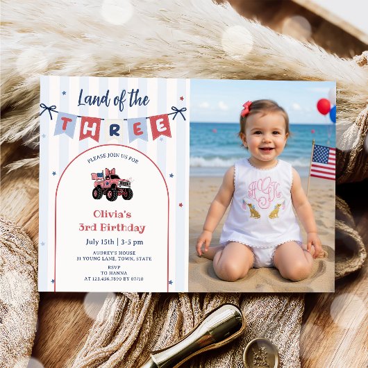 Invitation anniversaire 3 ans Rouge Blanc & Bleu P