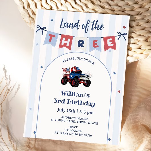 Invitation anniversaire 3 ans Rouge Blanc & Bleu P