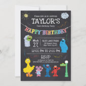 Invitation anniversaire 3 ans tableau noir arc-en- (Devant)