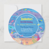 Invitation Anniversaire 3, Sous la mer, 3 requins, fête (Dos)