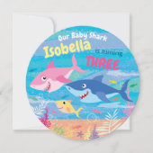 Invitation Anniversaire 3, Sous la mer, 3 requins, fête (Devant)