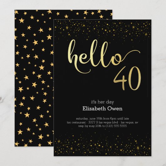 Invitation Anniversaire 40 Ans (Devant / Derrière)