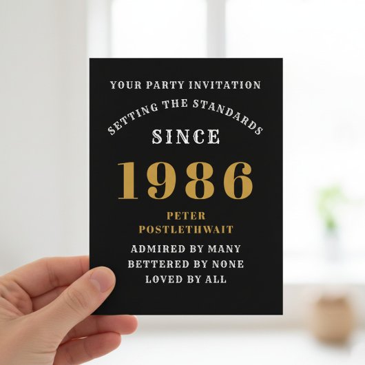 Invitation Anniversaire 40 ans 1986 Noir Or