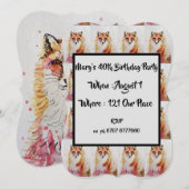 Invitation Anniversaire 40 ans Aquarelle Renard Ro (Devant / Derrière)