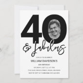 Invitation anniversaire 40 ans avec photo 40 & Fab (Devant)