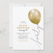 Invitation Anniversaire 40 ans Ballon Or Tendance (Devant)