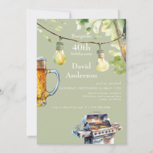 Invitation anniversaire 40 ans BBQ Surprise Sage
