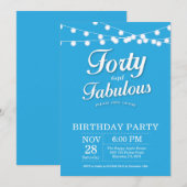 Invitation Anniversaire 40 Ans Bleu Fabuleux (Devant / Derrière)