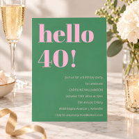 Anniversaire 40 ans Bold Bright Moderne Rétro Rose