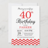 Invitation Anniversaire 40 ans Chevron Rouge (Devant)