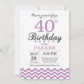 Invitation Anniversaire 40 ans Chevron Violet (Devant)