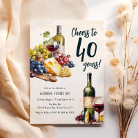 Invitation Anniversaire 40 Ans Fromage Et Vin Adul