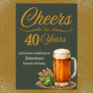 Invitation Anniversaire 40 ans Hommes Vintage Cheers To Years
